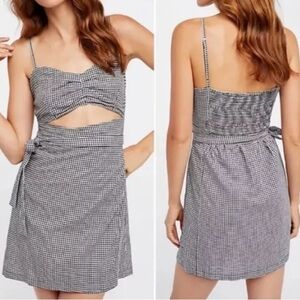Free People Gingham About Last Night Wrap Mini Dress Medium